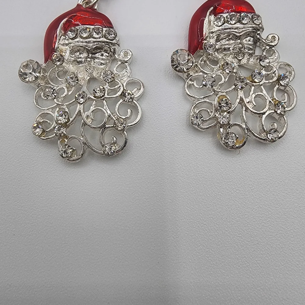 Holiday Bundle with Snowmen and Santa Earrings, Plus Sparkle Reindeer Brooch